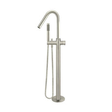Meir Pinless Round Freestanding Bath Spout and Hand Shower Brushed Nickel - The Blue Space
