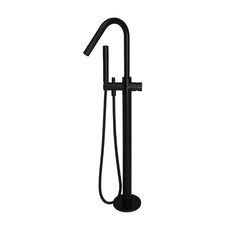 Meir Pinless Round Freestanding Bath Spout and Hand Shower Matte Black - The Blue Space