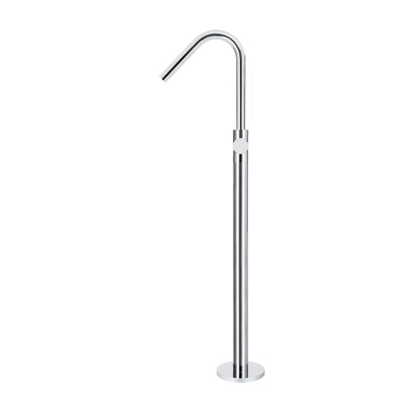 Meir Pinless Round Freestanding Bath Spout and Hand Shower Chrome in Side view - The Blue Space