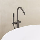 Meir Pinless Round Freestanding Bath Spout and Hand Shower Shadow in Modern Kitchen Design - The Blue Space