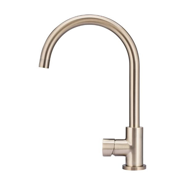 Meir Pinless Round Kitchen Sink Mixer Tap Champagne - The Blue Space