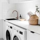 Meir Pinless Round Kitchen Sink Mixer Tap Champagne in Modern Kitchen Design - The Blue Space