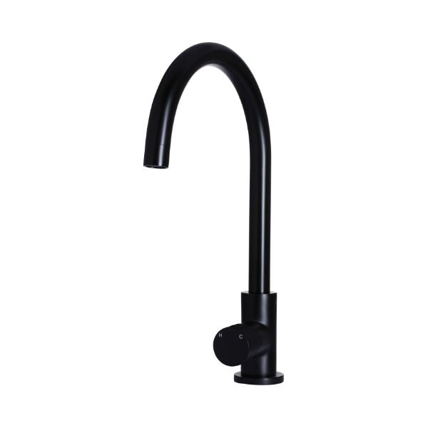Meir Pinless Round Kitchen Sink Mixer Tap Matte Black