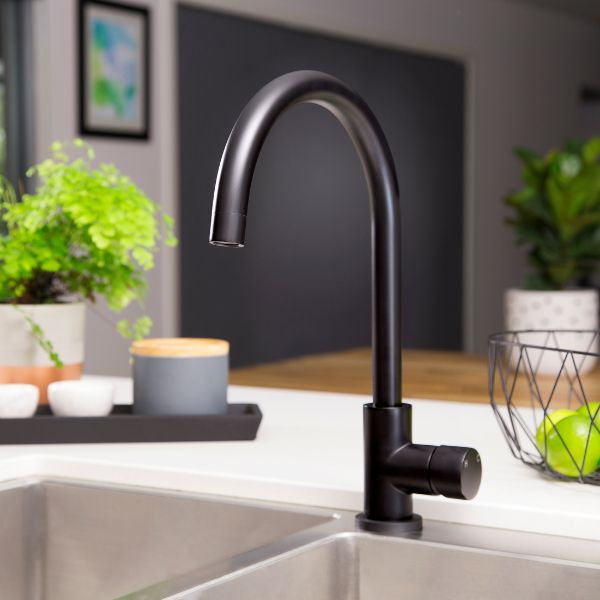 Meir Pinless Round Kitchen Sink Mixer Tap Matte Black Online The Blue Space