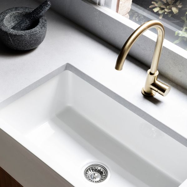 Meir Pinless Round Kitchen Sink Mixer Tap Tiger Bronze