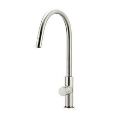 Meir Pinless Round Pull Out Kitchen Sink Mixer Tap Brushed Nickel - The Blue Space