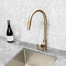 Meir Pinless Round Pull Out Kitchen Sink Mixer Tap Champagne in Modern Kitchen Design - The Blue Space