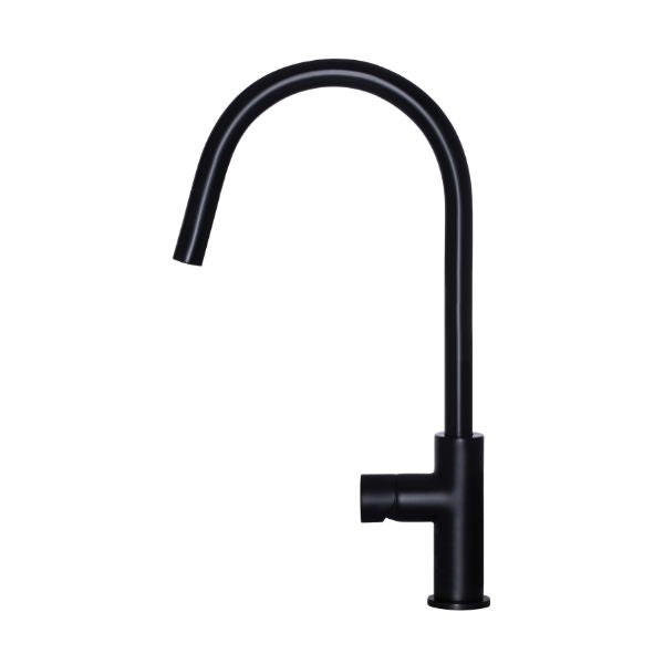 Meir Pinless Round Pull Out Kitchen Sink Mixer Tap Matte Black - The Blue Space