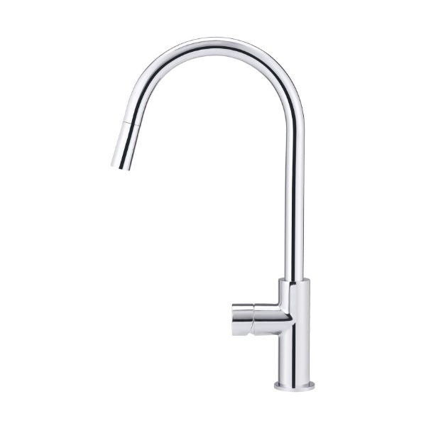 Meir Pinless Round Pull Out Kitchen Sink Mixer Tap Chrome - The Blue Space
