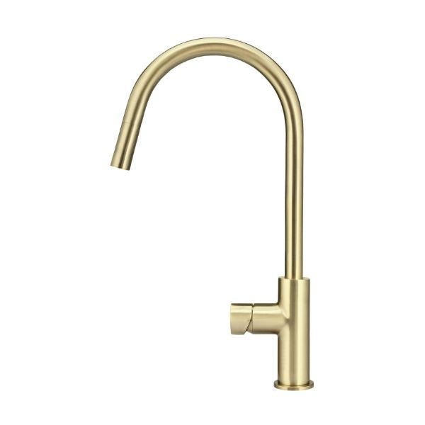 Meir Pinless Round Pull Out Kitchen Sink Mixer Tap Tiger Bronze side view - The Blue Space