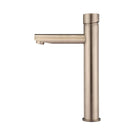 Meir Pinless Round Tall Basin Mixer - Champagne side view - The Blue Space