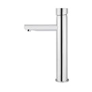 Meir Pinless Round Tall Basin Mixer - Chrome side view - The Blue Space