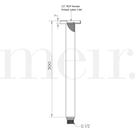 Meir Round Ceiling Shower Arm 300mm Technical Drawing - The Blue Space 