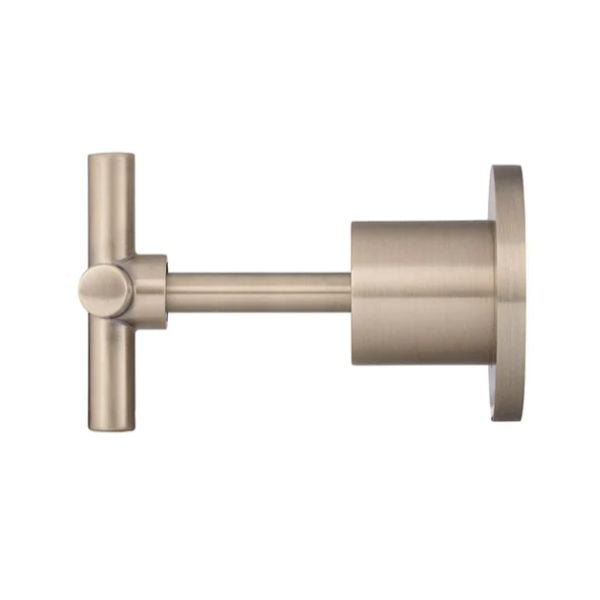 Meir Round Cross Handle Jumper Valve Wall Top Assemblies Champagne in side view - The Blue Space