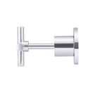 Meir Round Cross Jumper Valve Wall Top Assemblies Chrome in side view - The Blue Space