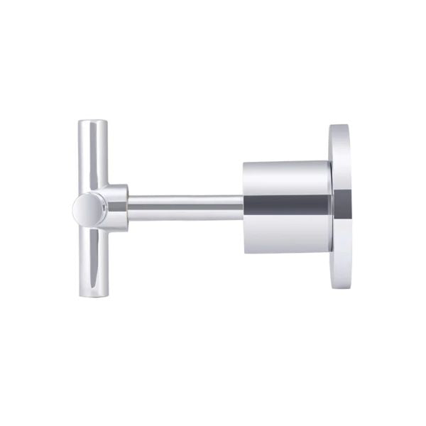 Meir Round Cross Jumper Valve Wall Top Assemblies Chrome in side view - The Blue Space