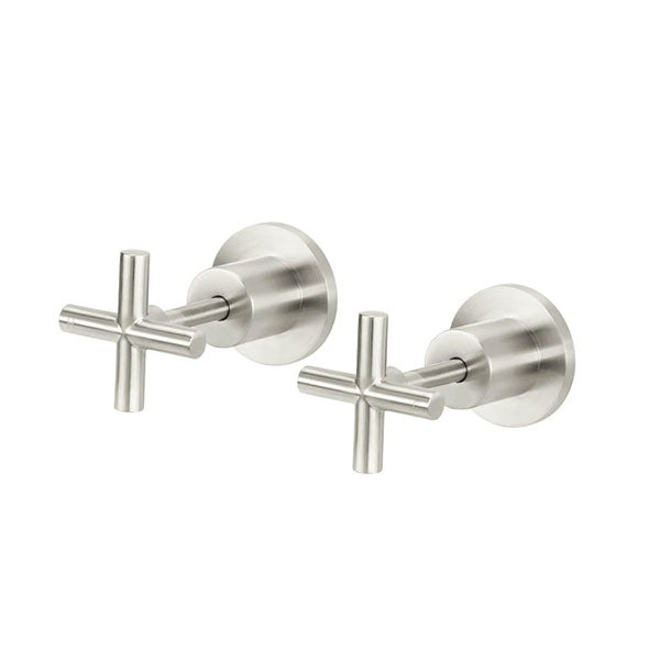 Meir Round Cross Jumper Valve Wall Top Assemblies Brushed Nickel Long Spindle