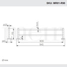 Technical Drawing: Meir Round Double Towel Rail 900mm
