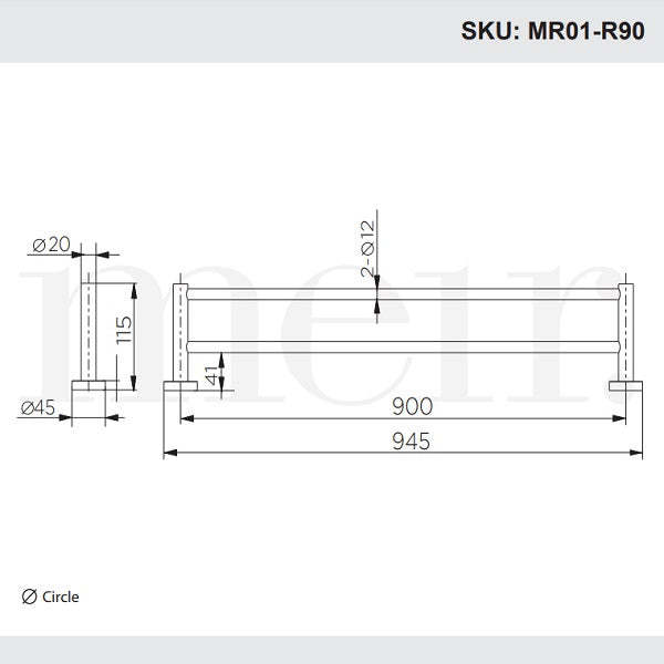 Meir Round Double Towel Rail 900mm Champagne