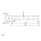 Meir Round Double Towel Rail 900mm Technical Drawing - The Blue Space