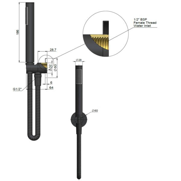 Meir Round Hand Shower on Bracket - Shadow
