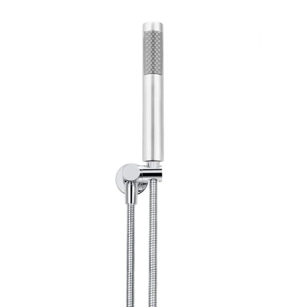 Meir Round Hand Shower on Swivel Bracket Chrome in front view - The Blue Space