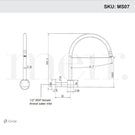 Meir Round High Rise Swivel Wall Spout Technical Drawing - The Blue Space