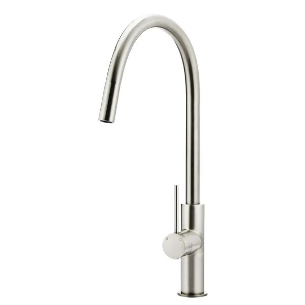 Meir Round Piccola Pull Out Kitchen Sink Mixer Tap - Brushed Nickel - The Blue Space