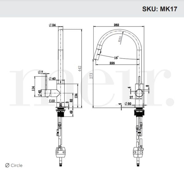 Meir Round Piccola Pull Out Kitchen Sink Mixer Tap Shadow