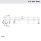 Technical Drawing: Meir Round Single Towel Rail 600mm