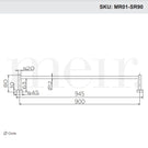 Meir Round Single Towel Rail 900mm Technical Drawing - The Blue Space