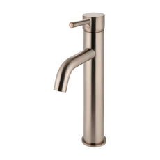 Meir Round Tall Champagne Basin Mixer Tap with Curved Spout | The Blue Space