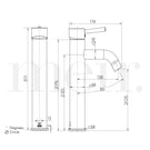 Meir Round Tall Curved Basin Mixer Technical Drawing - The Blue Space