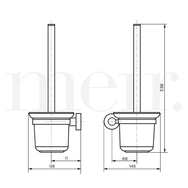 Meir Round Toilet Brush and Holder Technical Drawing - The Blue Space