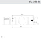 Meir Round Wall Shower Arm 400mm Technical Drawing - The Blue Space