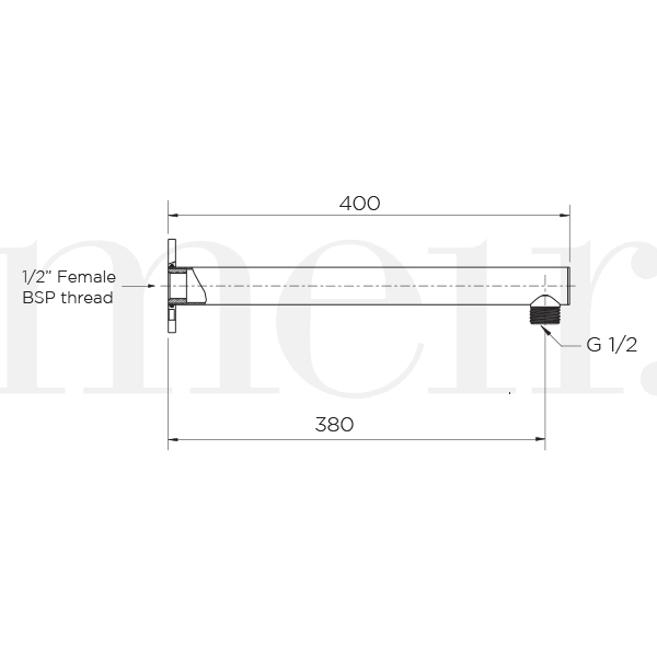 Meir Round Wall Shower Arm 400mm Matte Black