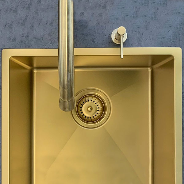 Meir Single Bowl PVD Kitchen Sink 450mm Brushed Bronze Gold Top - The Blue Space