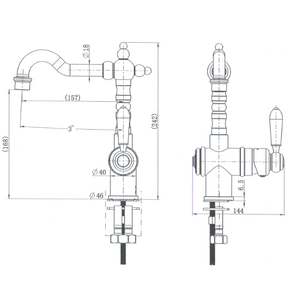Modern National Bordeaux High Rise Basin Mixer Chrome
