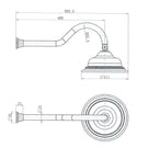 Modern National Bordeaux Shower Arm & Rose Technical Drawing - The Blue Space