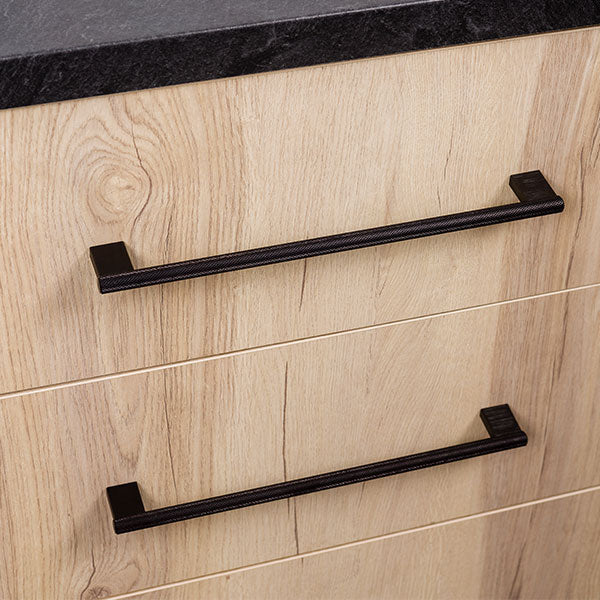 Momo Handles Graf Knurled D Handle Brushed Black 256mm - The Blue Space