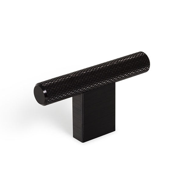 Momo Handles Graf Knurled T Knob 60mm Brushed Black - The Blue Space