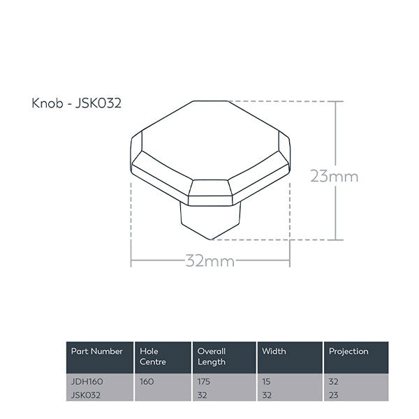 Momo Handles Jago Knob 32mm Technical Drawing - The Blue Space