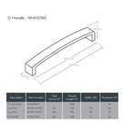 Momo New Hampton D Handle 160mm Technical Drawing - The Blue Space