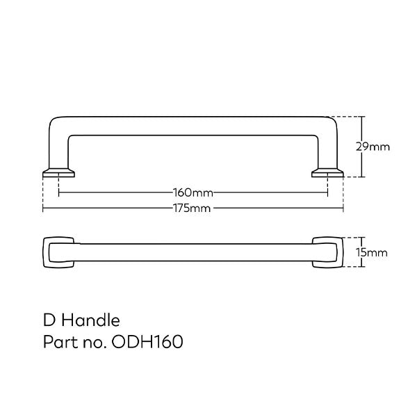 Momo Handles Otto D Handle 160mm Technical Drawing - The Blue Space