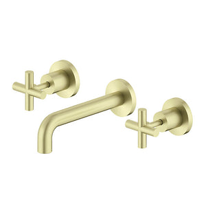 Nero X Plus Wall Basin/Bath Set Brushed Gold