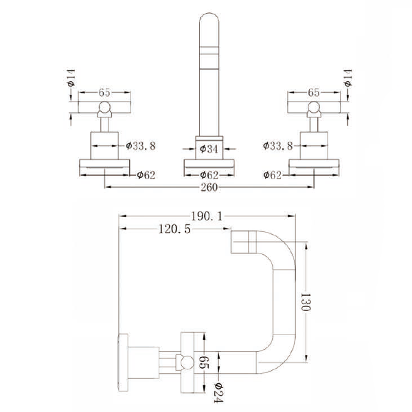 Nero X Plus Basin Set Technical Drawing at The Blue Space