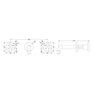 Nero X Plus Wall Basin/Bath Set Technical Drawing 215mm - The Blue Space