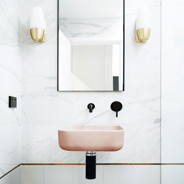 Nood Co Cube Basin Wall Hung Blush Pink - The Blue Space