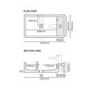 Nood Co Shelf 02 Wall Hung Basin Technical Drawing - The Blue Space