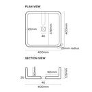 Nood Co Vesl Square Basin Wall Hung Technical Drawing - The Blue Space